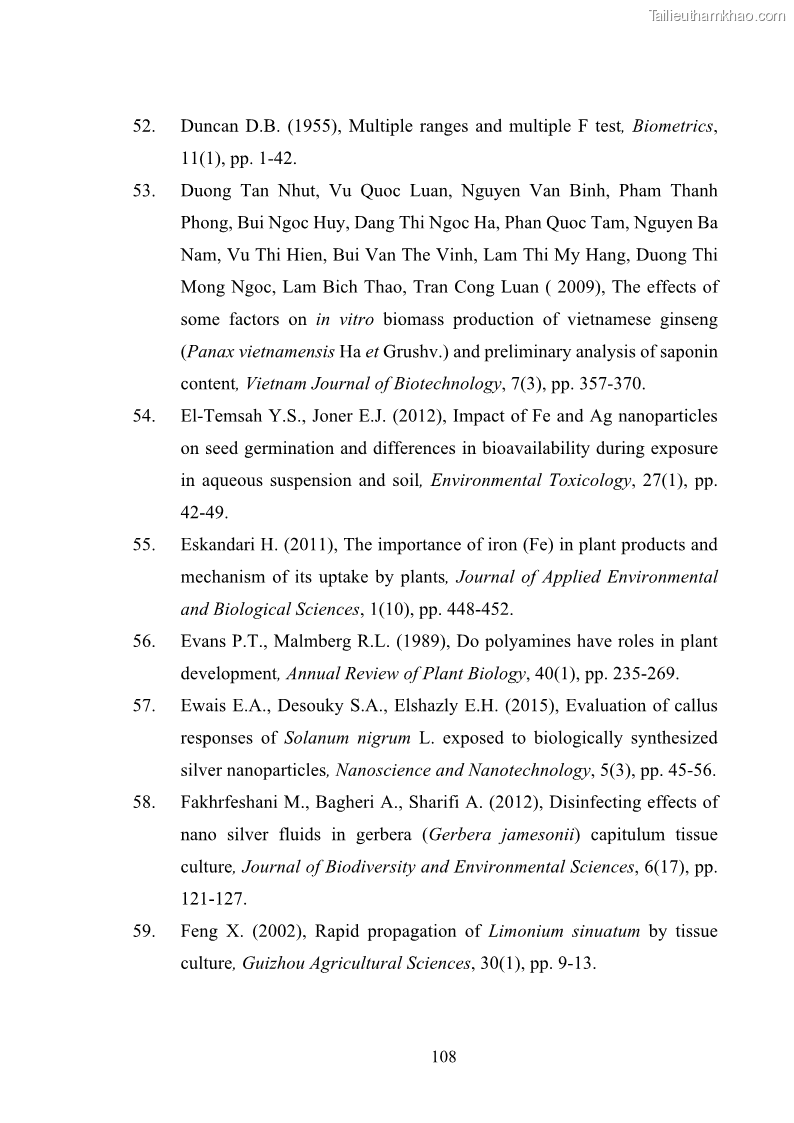 Luận án tiến sĩ công nghệ sinh học Nghiên cứu tác động của nano bạc và nano sắt lên chất lượng cây giống in vitro ở một số cây trồng có giá trị kinh tế - 11 Trang 124