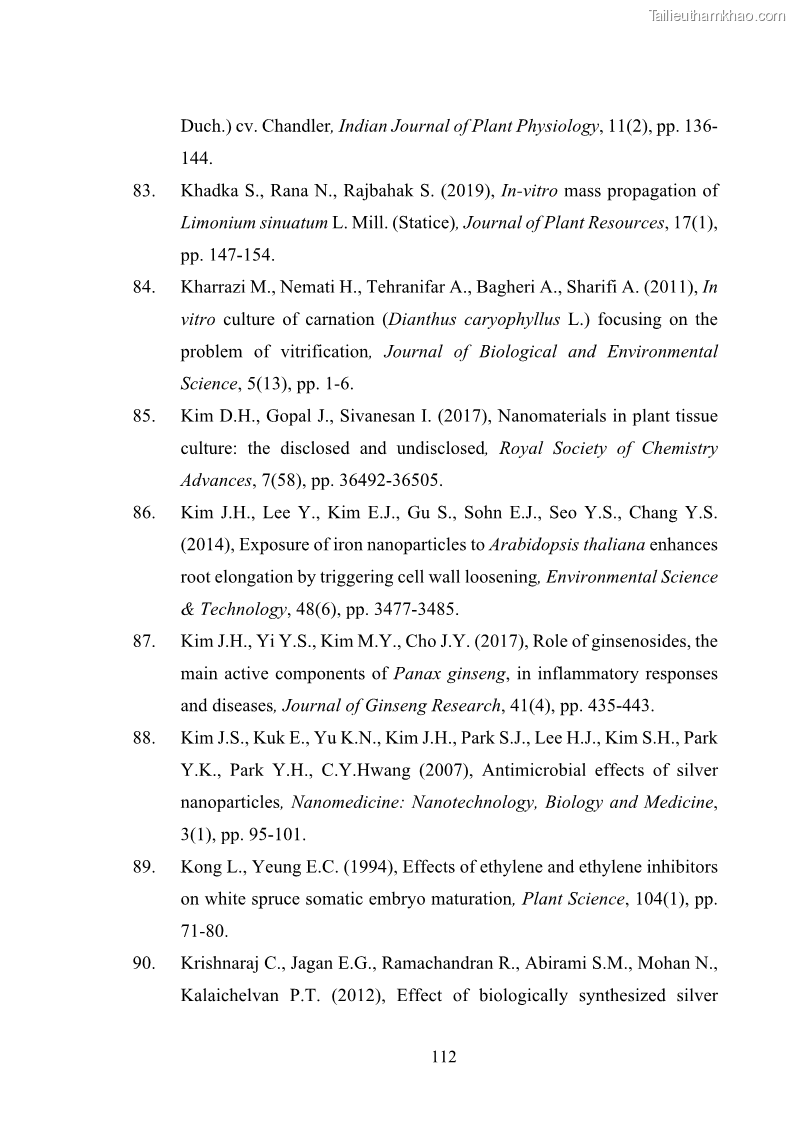 Luận án tiến sĩ công nghệ sinh học Nghiên cứu tác động của nano bạc và nano sắt lên chất lượng cây giống in vitro ở một số cây trồng có giá trị kinh tế - 11 Trang 128