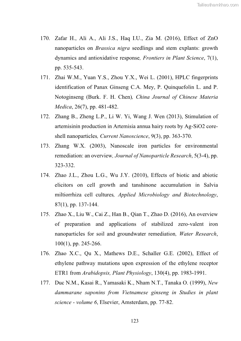 Luận án tiến sĩ công nghệ sinh học Nghiên cứu tác động của nano bạc và nano sắt lên chất lượng cây giống in vitro ở một số cây trồng có giá trị kinh tế - 12 Trang 139