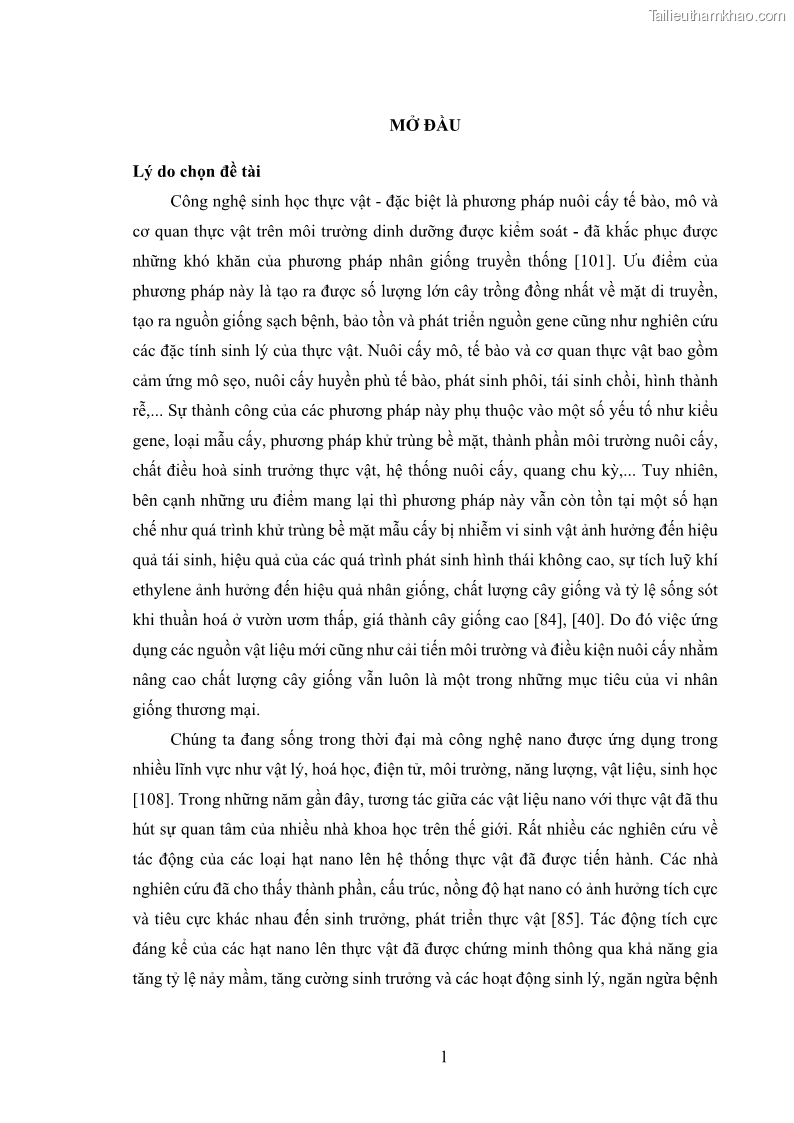 Luận án tiến sĩ công nghệ sinh học Nghiên cứu tác động của nano bạc và nano sắt lên chất lượng cây giống in vitro ở một số cây trồng có giá trị kinh tế - 2 Trang 17
