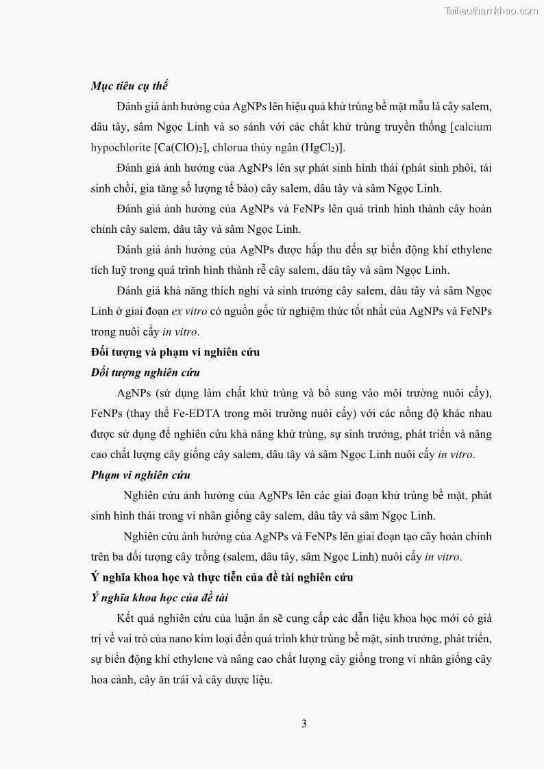 Luận án tiến sĩ công nghệ sinh học Nghiên cứu tác động của nano bạc và nano sắt lên chất lượng cây giống in vitro ở một số cây trồng có giá trị kinh tế - 2 Trang 19