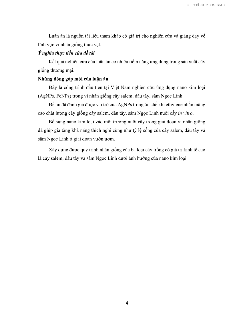 Luận án tiến sĩ công nghệ sinh học Nghiên cứu tác động của nano bạc và nano sắt lên chất lượng cây giống in vitro ở một số cây trồng có giá trị kinh tế - 2 Trang 20