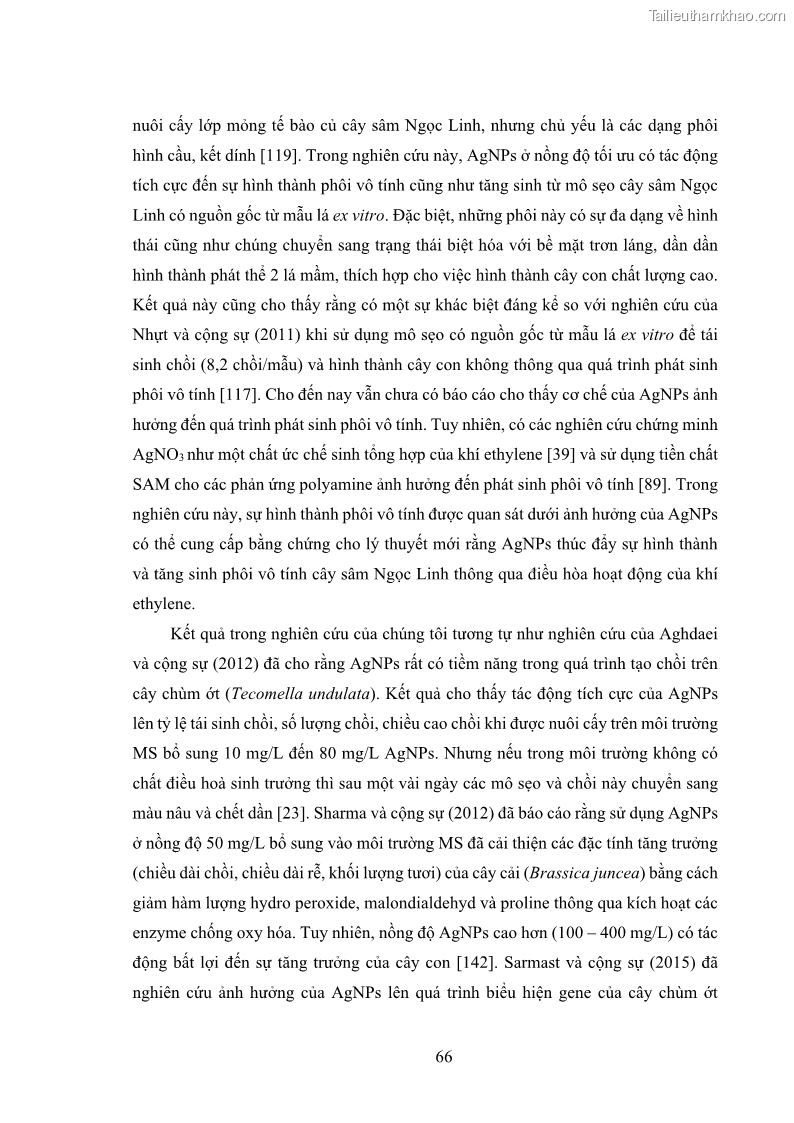 Luận án tiến sĩ công nghệ sinh học Nghiên cứu tác động của nano bạc và nano sắt lên chất lượng cây giống in vitro ở một số cây trồng có giá trị kinh tế - 7 Trang 82