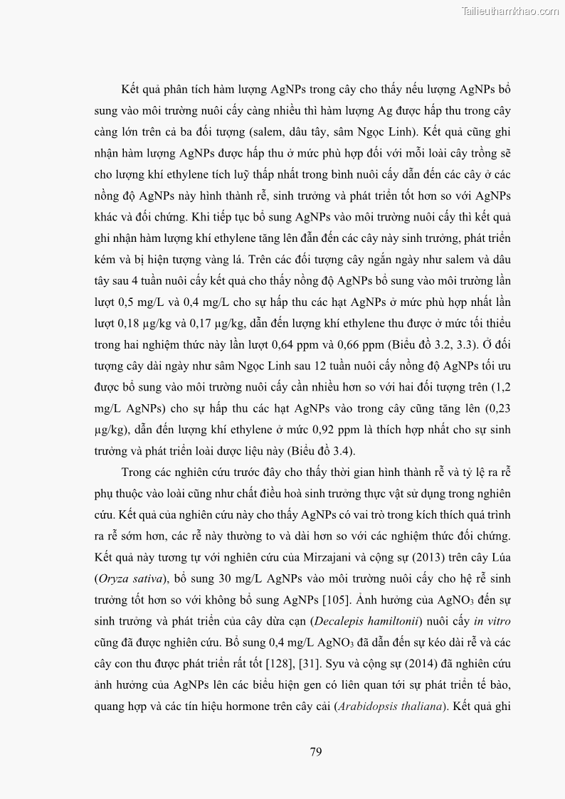 Luận án tiến sĩ công nghệ sinh học Nghiên cứu tác động của nano bạc và nano sắt lên chất lượng cây giống in vitro ở một số cây trồng có giá trị kinh tế - 8 Trang 95