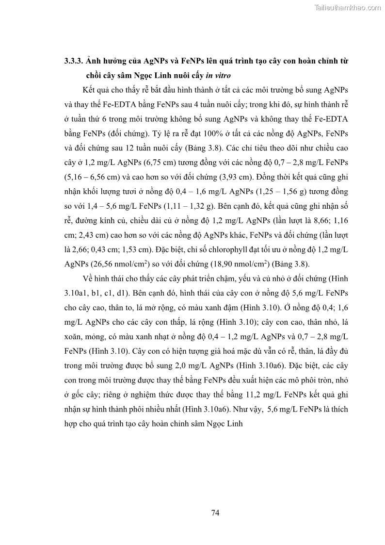 Luận án tiến sĩ công nghệ sinh học Nghiên cứu tác động của nano bạc và nano sắt lên chất lượng cây giống in vitro ở một số cây trồng có giá trị kinh tế - 8 Trang 90