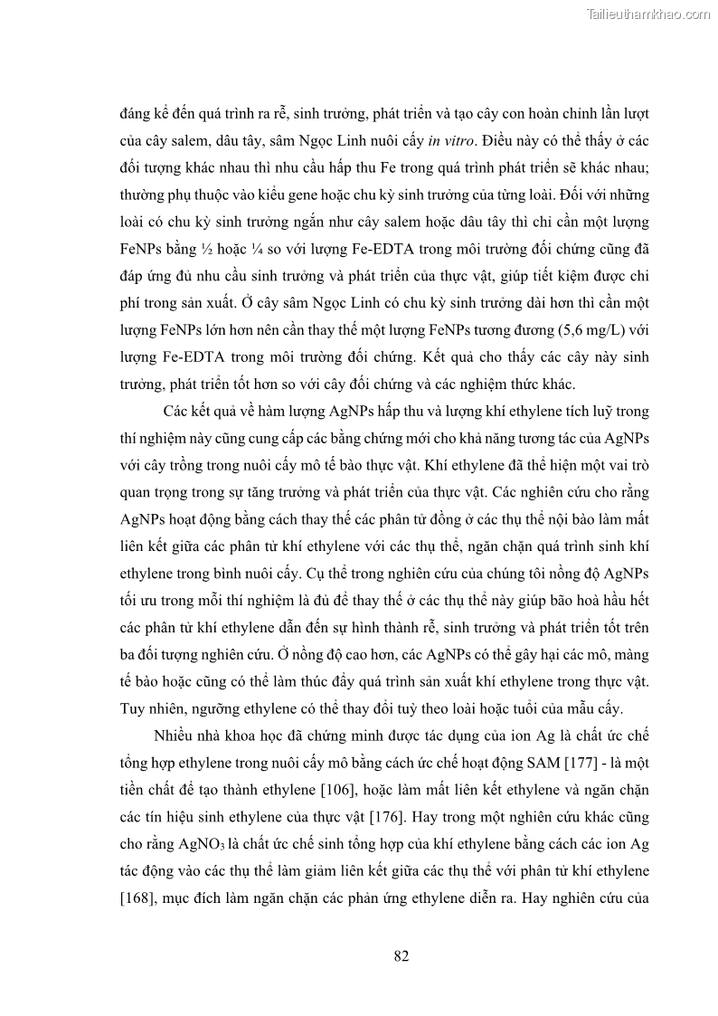 Luận án tiến sĩ công nghệ sinh học Nghiên cứu tác động của nano bạc và nano sắt lên chất lượng cây giống in vitro ở một số cây trồng có giá trị kinh tế - 9 Trang 98