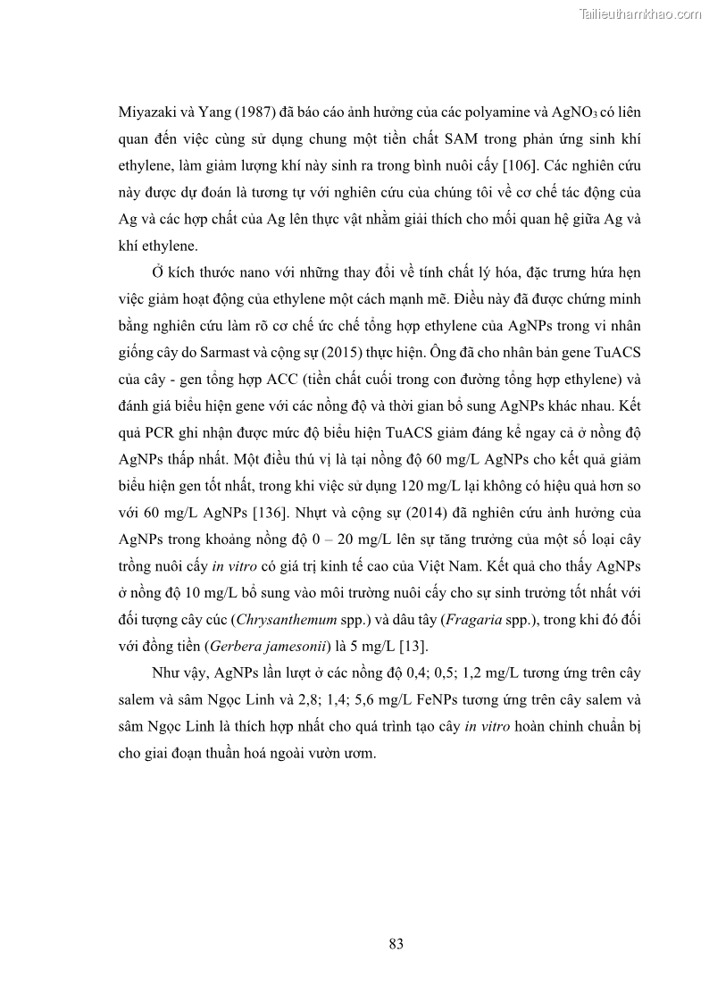 Luận án tiến sĩ công nghệ sinh học Nghiên cứu tác động của nano bạc và nano sắt lên chất lượng cây giống in vitro ở một số cây trồng có giá trị kinh tế - 9 Trang 99