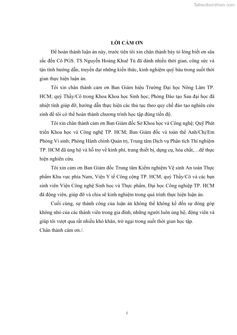 Luận án tiến sĩ công nghệ sinh học Nghiên cứu tính kháng kháng sinh ở mức độ phân tử của Salmonella spp. phân lập từ thực phẩm tại thành phố Hồ Chí Minh - 1 Trang 4