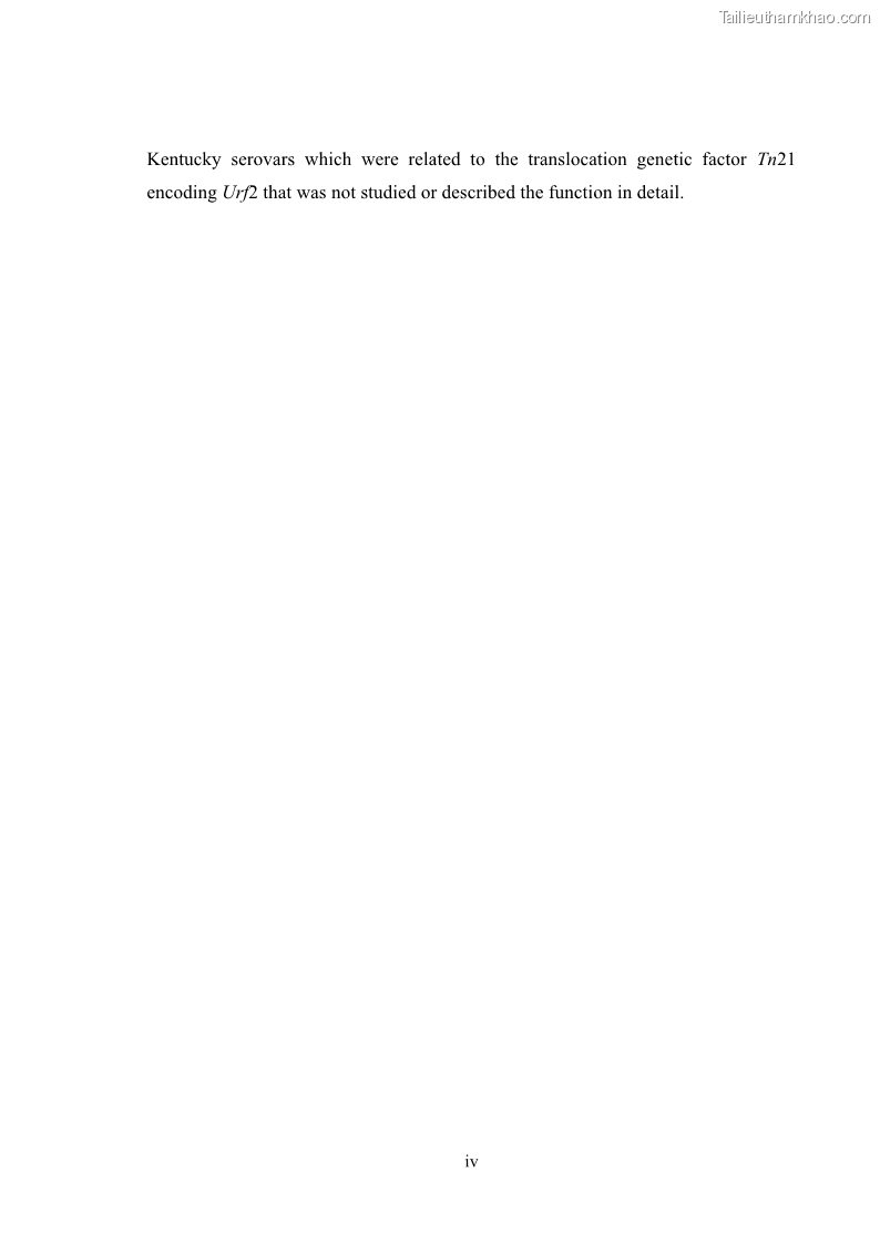 Luận án tiến sĩ công nghệ sinh học Nghiên cứu tính kháng kháng sinh ở mức độ phân tử của Salmonella spp. phân lập từ thực phẩm tại thành phố Hồ Chí Minh - 1 Trang 7