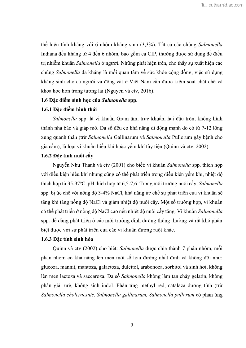 Luận án tiến sĩ công nghệ sinh học Nghiên cứu tính kháng kháng sinh ở mức độ phân tử của Salmonella spp. phân lập từ thực phẩm tại thành phố Hồ Chí Minh - 2 Trang 24