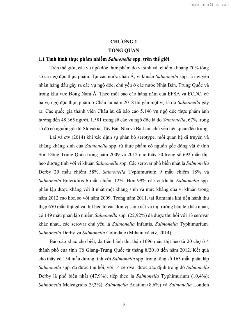 Luận án tiến sĩ công nghệ sinh học Nghiên cứu tính kháng kháng sinh ở mức độ phân tử của Salmonella spp. phân lập từ thực phẩm tại thành phố Hồ Chí Minh - 2 Trang 18