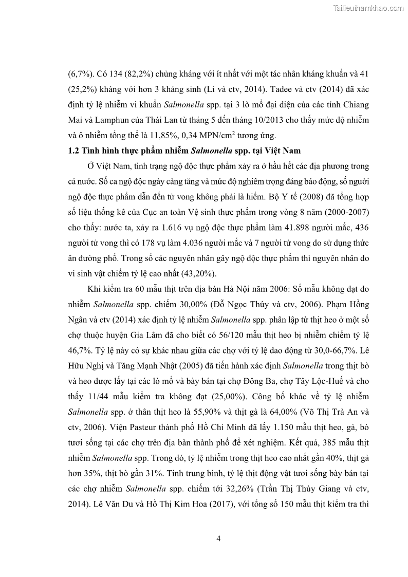 Luận án tiến sĩ công nghệ sinh học Nghiên cứu tính kháng kháng sinh ở mức độ phân tử của Salmonella spp. phân lập từ thực phẩm tại thành phố Hồ Chí Minh - 2 Trang 19