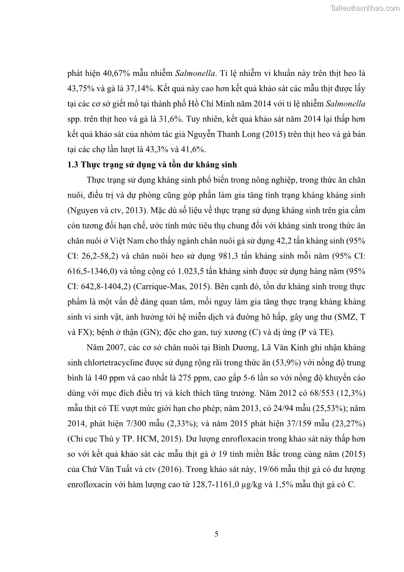 Luận án tiến sĩ công nghệ sinh học Nghiên cứu tính kháng kháng sinh ở mức độ phân tử của Salmonella spp. phân lập từ thực phẩm tại thành phố Hồ Chí Minh - 2 Trang 20