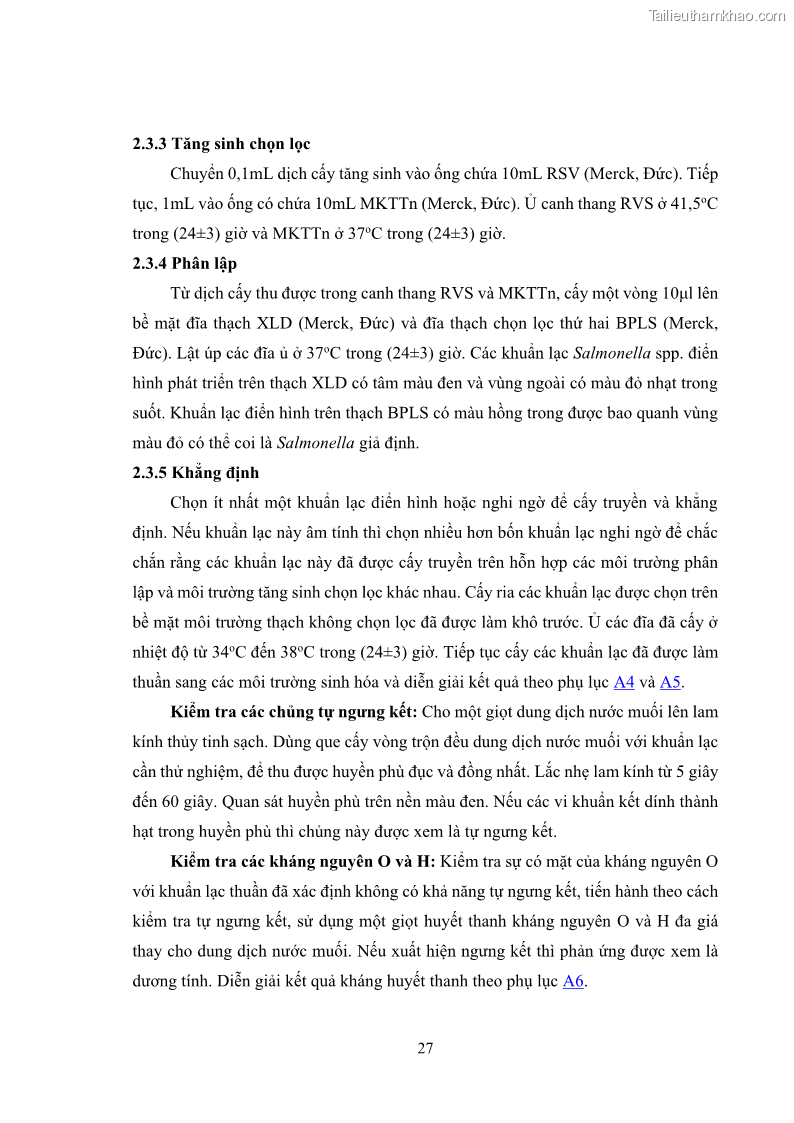 Luận án tiến sĩ công nghệ sinh học Nghiên cứu tính kháng kháng sinh ở mức độ phân tử của Salmonella spp. phân lập từ thực phẩm tại thành phố Hồ Chí Minh - 4 Trang 42