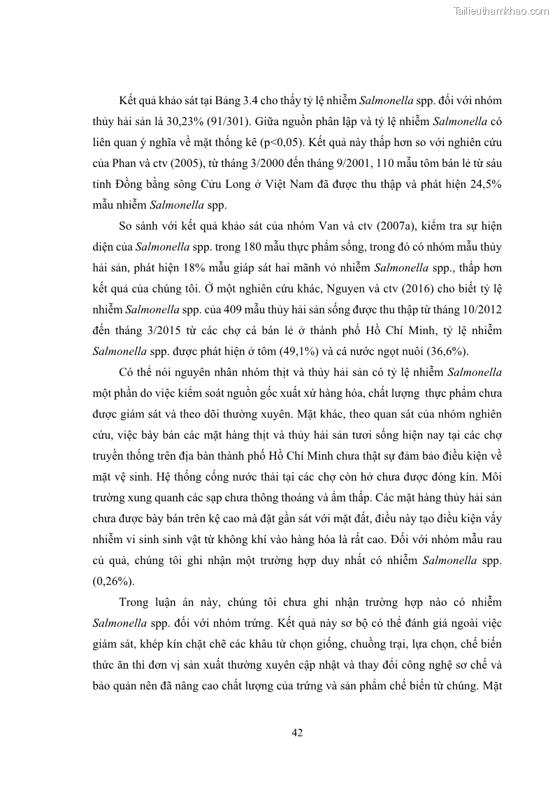 Luận án tiến sĩ công nghệ sinh học Nghiên cứu tính kháng kháng sinh ở mức độ phân tử của Salmonella spp. phân lập từ thực phẩm tại thành phố Hồ Chí Minh - 5 Trang 57