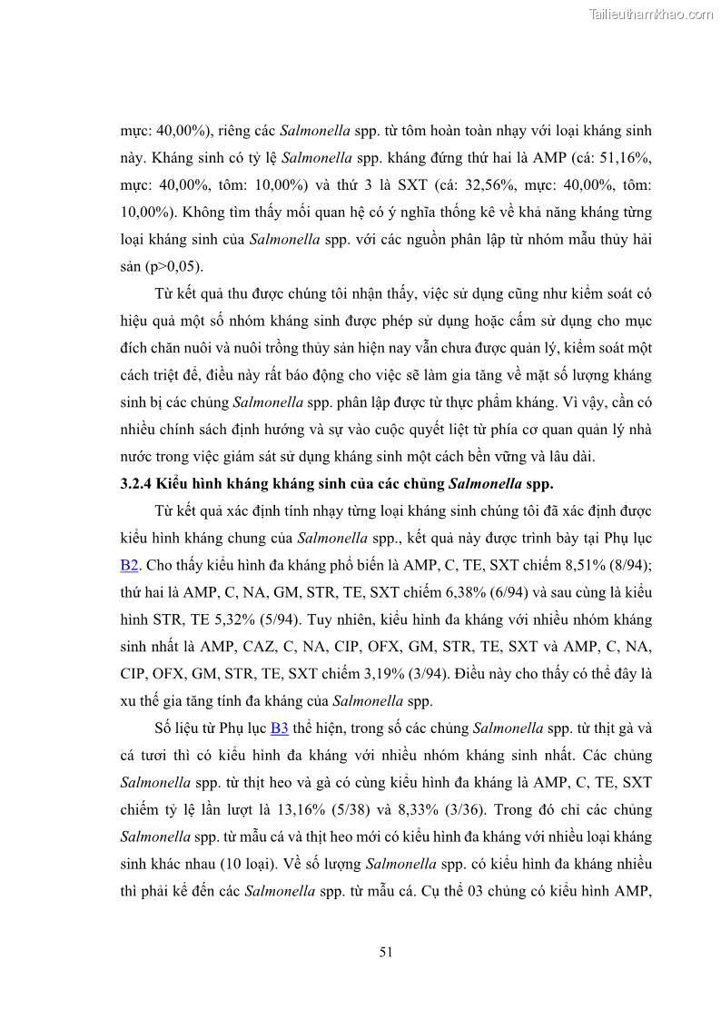 Luận án tiến sĩ công nghệ sinh học Nghiên cứu tính kháng kháng sinh ở mức độ phân tử của Salmonella spp. phân lập từ thực phẩm tại thành phố Hồ Chí Minh - 6 Trang 66