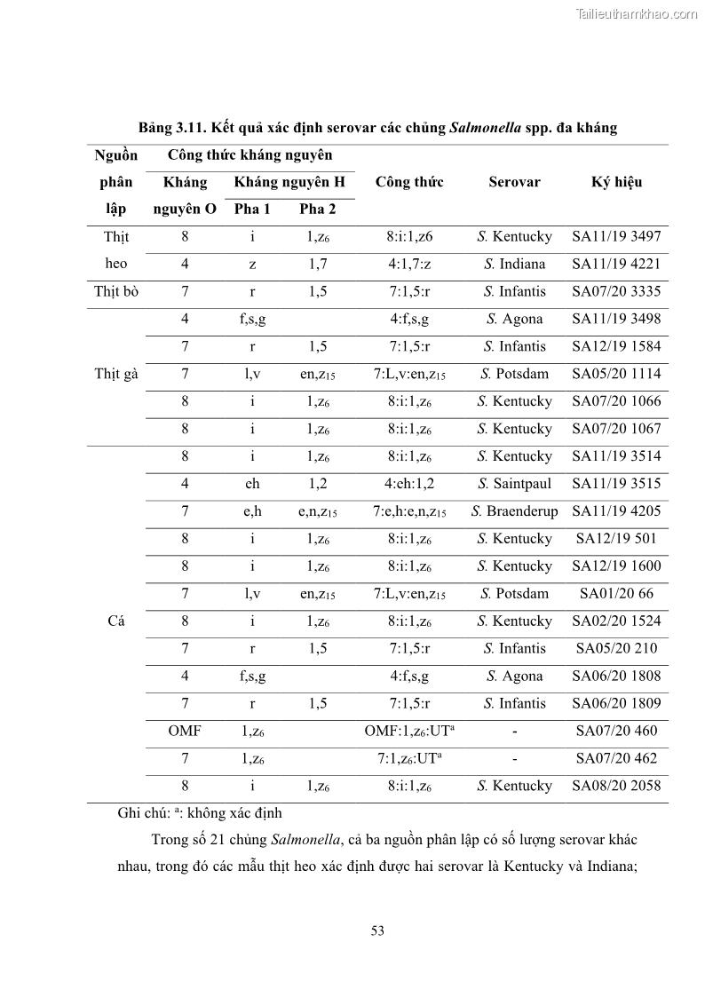 Luận án tiến sĩ công nghệ sinh học Nghiên cứu tính kháng kháng sinh ở mức độ phân tử của Salmonella spp. phân lập từ thực phẩm tại thành phố Hồ Chí Minh - 6 Trang 68