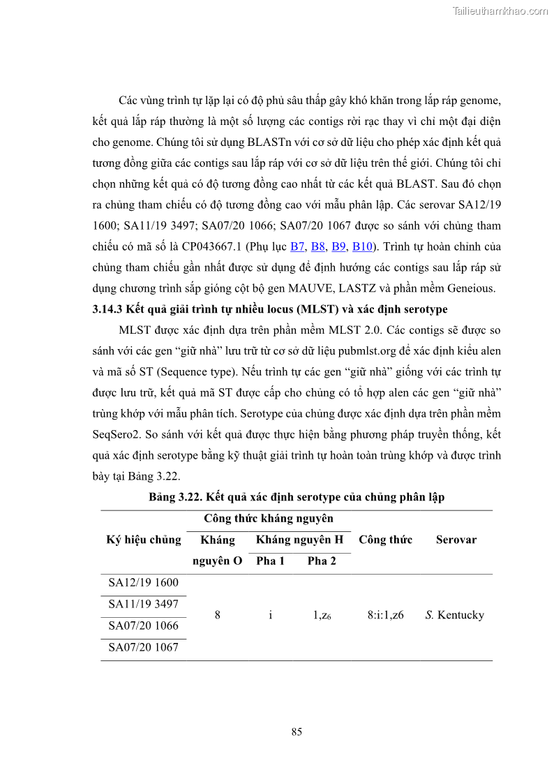 Luận án tiến sĩ công nghệ sinh học Nghiên cứu tính kháng kháng sinh ở mức độ phân tử của Salmonella spp. phân lập từ thực phẩm tại thành phố Hồ Chí Minh - 9 Trang 100