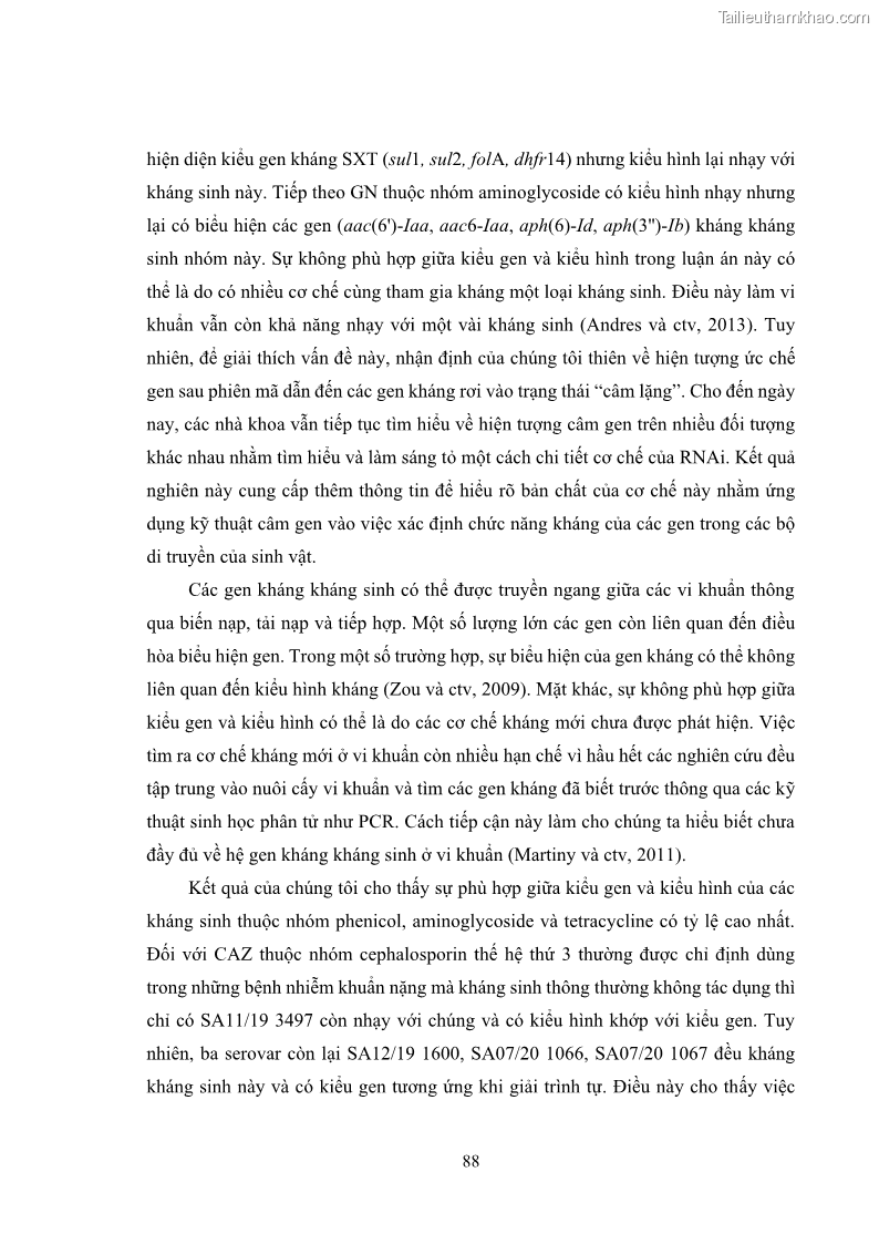 Luận án tiến sĩ công nghệ sinh học Nghiên cứu tính kháng kháng sinh ở mức độ phân tử của Salmonella spp. phân lập từ thực phẩm tại thành phố Hồ Chí Minh - 9 Trang 103