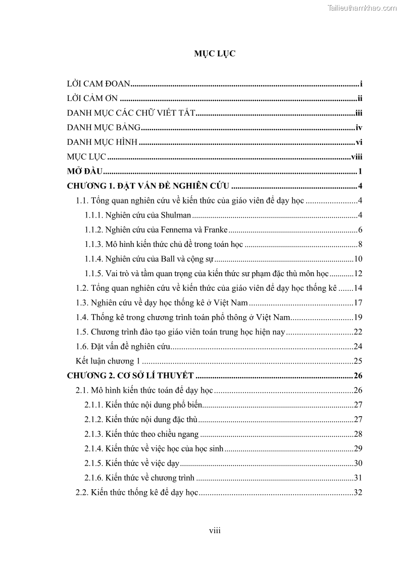 Luận án tiến sĩ giáo dục học Phát triển kiến thức và thực hành nghiệp vụ của giáo viên Toán tương lai để dạy học thống kê - 1 Trang 10