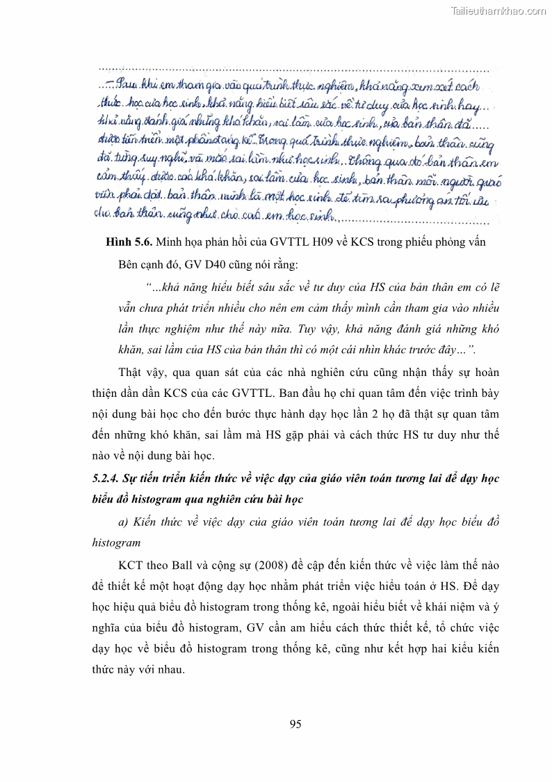 Luận án tiến sĩ giáo dục học Phát triển kiến thức và thực hành nghiệp vụ của giáo viên Toán tương lai để dạy học thống kê - 10 Trang 109