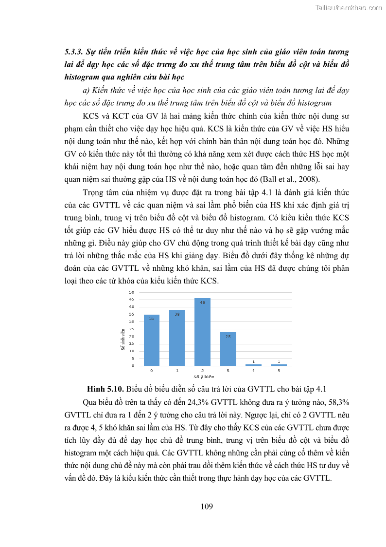 Luận án tiến sĩ giáo dục học Phát triển kiến thức và thực hành nghiệp vụ của giáo viên Toán tương lai để dạy học thống kê - 11 Trang 123