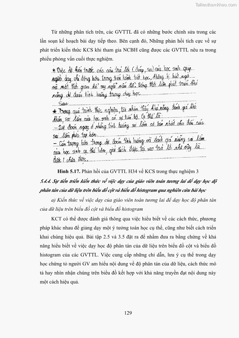 Luận án tiến sĩ giáo dục học Phát triển kiến thức và thực hành nghiệp vụ của giáo viên Toán tương lai để dạy học thống kê - 12 Trang 143