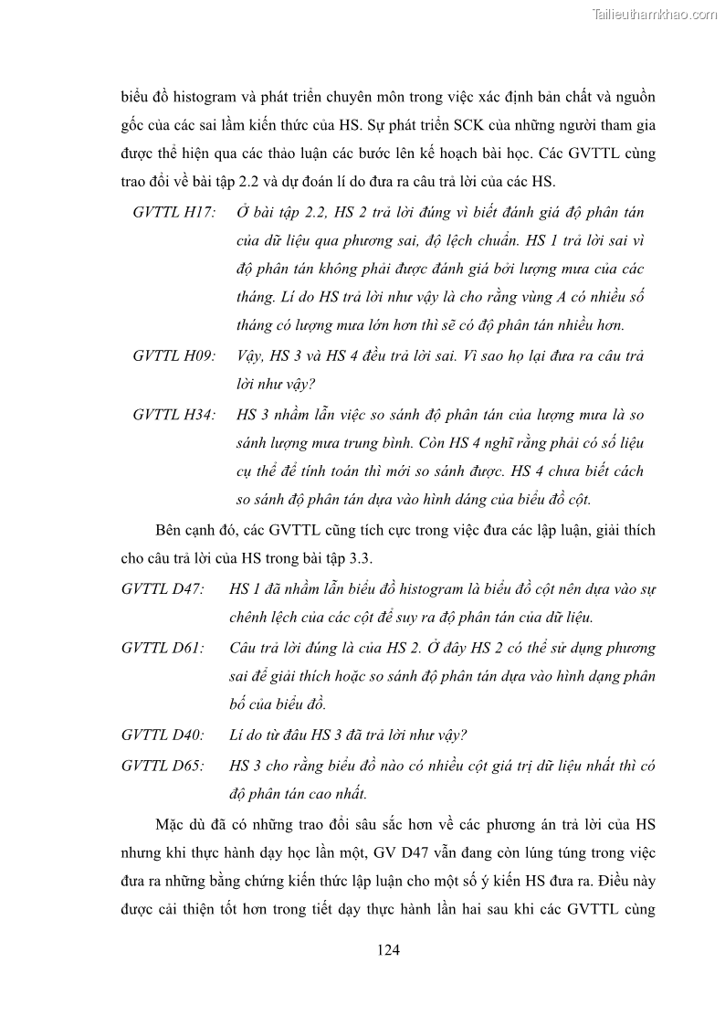 Luận án tiến sĩ giáo dục học Phát triển kiến thức và thực hành nghiệp vụ của giáo viên Toán tương lai để dạy học thống kê - 12 Trang 138