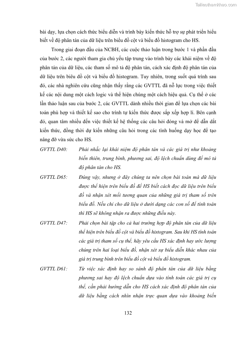 Luận án tiến sĩ giáo dục học Phát triển kiến thức và thực hành nghiệp vụ của giáo viên Toán tương lai để dạy học thống kê - 13 Trang 146