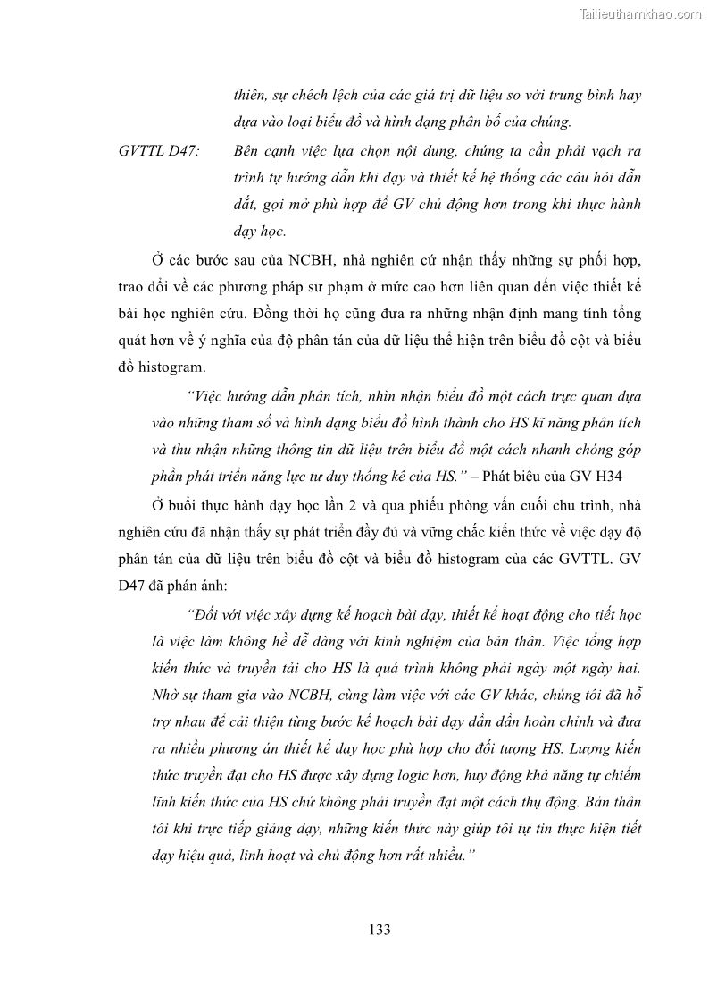 Luận án tiến sĩ giáo dục học Phát triển kiến thức và thực hành nghiệp vụ của giáo viên Toán tương lai để dạy học thống kê - 13 Trang 147