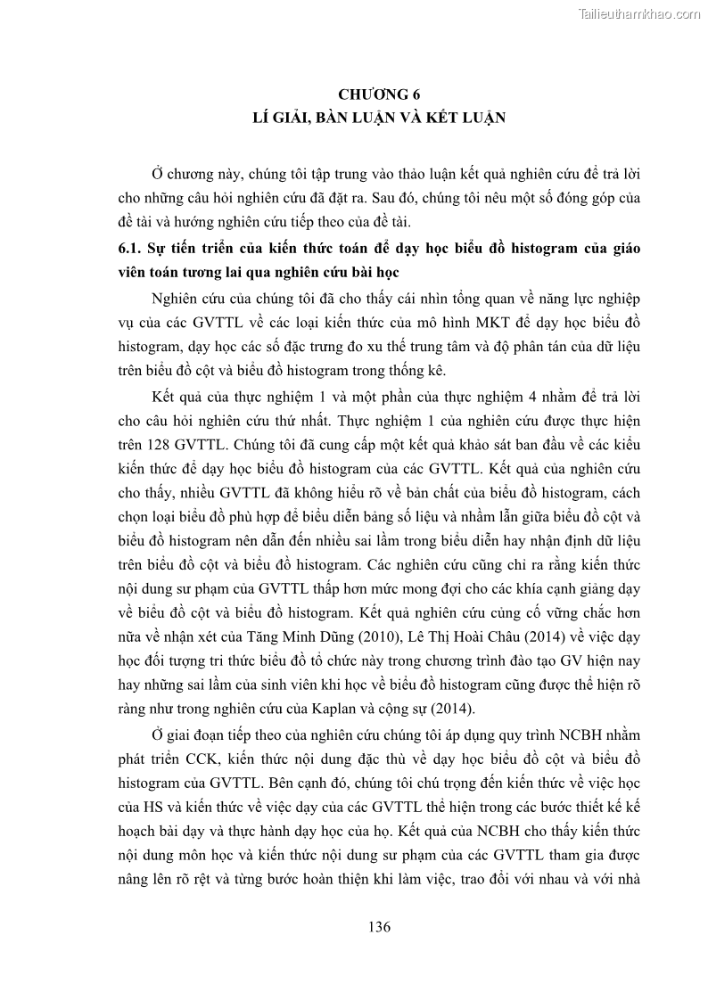 Luận án tiến sĩ giáo dục học Phát triển kiến thức và thực hành nghiệp vụ của giáo viên Toán tương lai để dạy học thống kê - 13 Trang 150