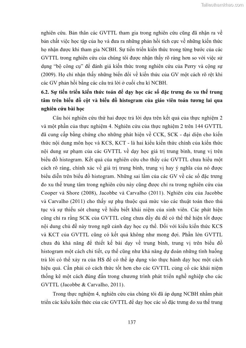 Luận án tiến sĩ giáo dục học Phát triển kiến thức và thực hành nghiệp vụ của giáo viên Toán tương lai để dạy học thống kê - 13 Trang 151