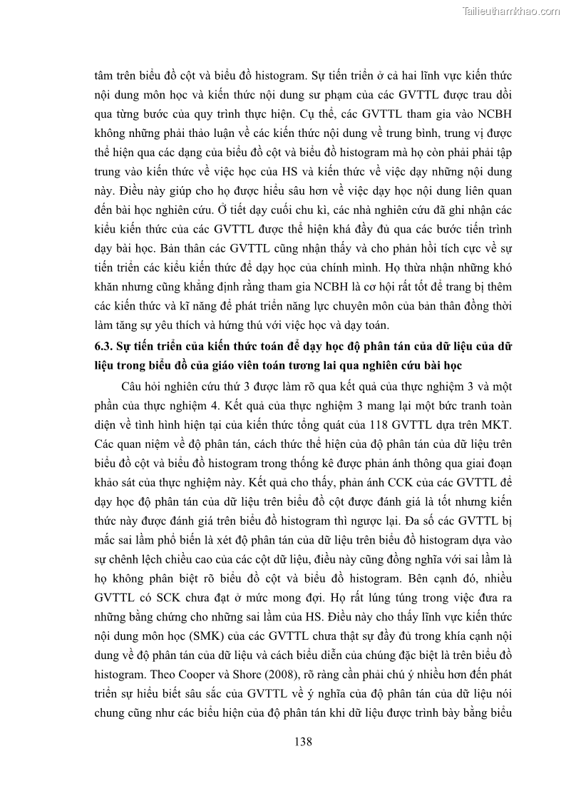 Luận án tiến sĩ giáo dục học Phát triển kiến thức và thực hành nghiệp vụ của giáo viên Toán tương lai để dạy học thống kê - 13 Trang 152