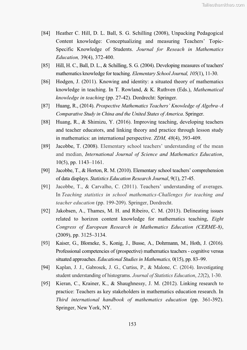 Luận án tiến sĩ giáo dục học Phát triển kiến thức và thực hành nghiệp vụ của giáo viên Toán tương lai để dạy học thống kê - 14 Trang 167