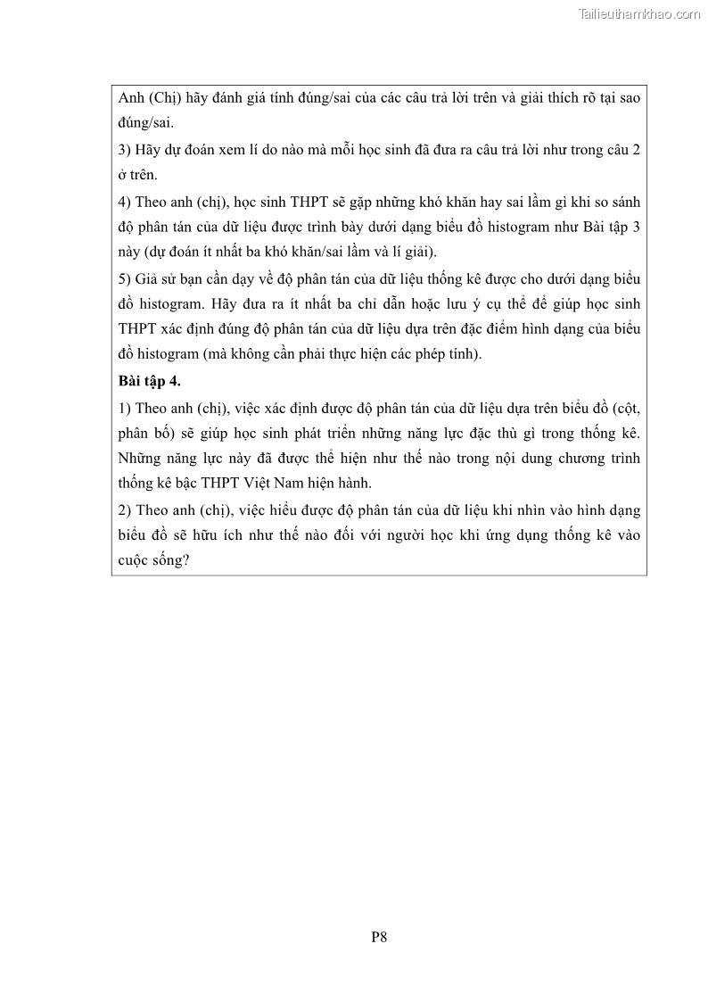 Luận án tiến sĩ giáo dục học Phát triển kiến thức và thực hành nghiệp vụ của giáo viên Toán tương lai để dạy học thống kê - 16 Trang 185