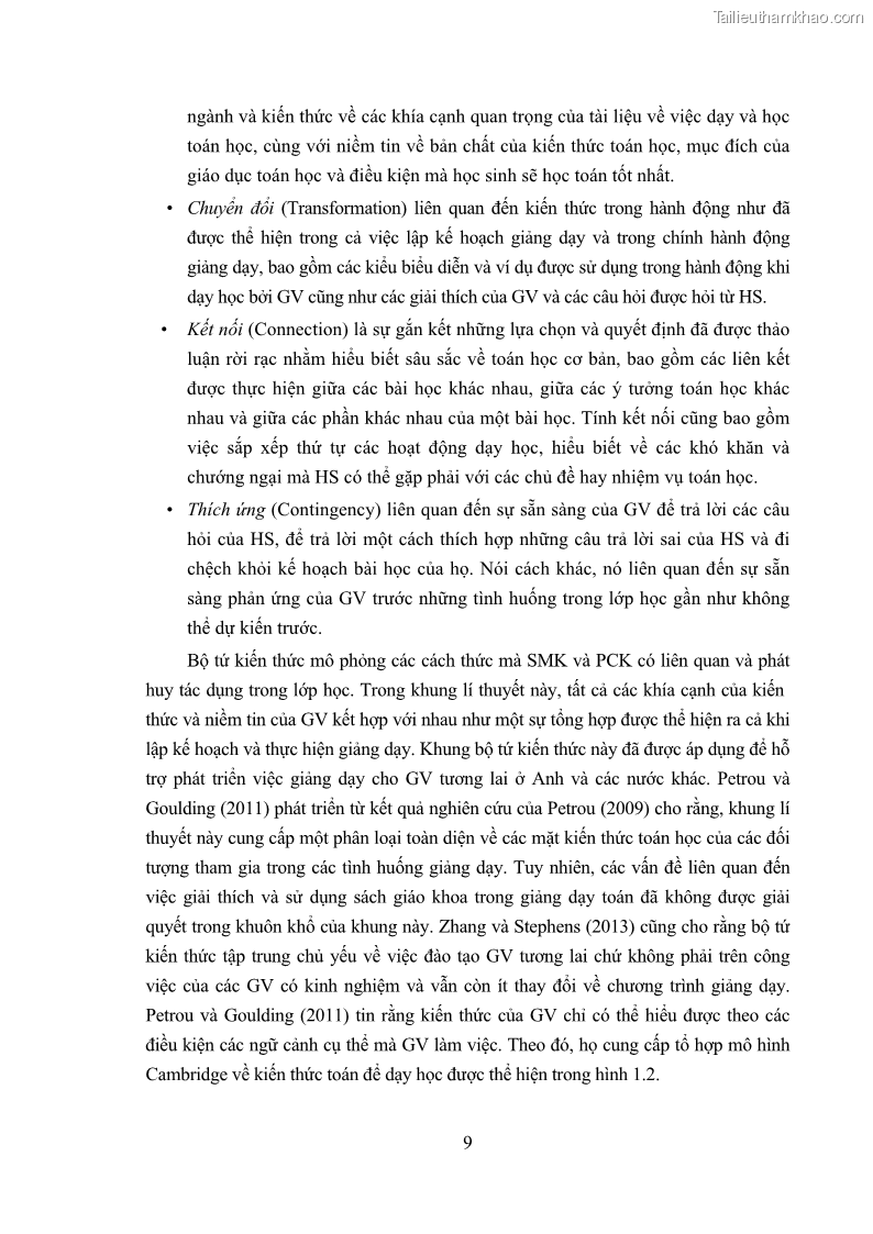 Luận án tiến sĩ giáo dục học Phát triển kiến thức và thực hành nghiệp vụ của giáo viên Toán tương lai để dạy học thống kê - 2 Trang 23