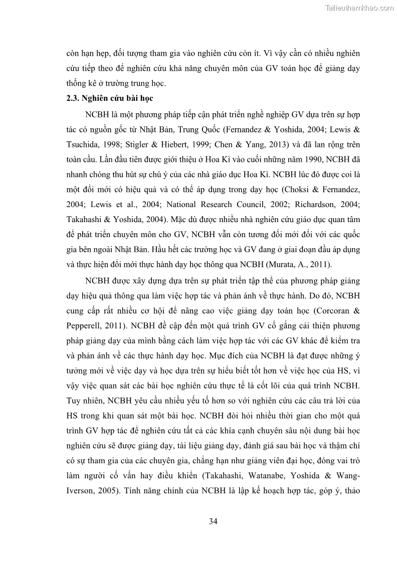 Luận án tiến sĩ giáo dục học Phát triển kiến thức và thực hành nghiệp vụ của giáo viên Toán tương lai để dạy học thống kê - 4 Trang 48