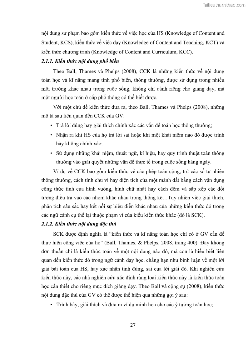 Luận án tiến sĩ giáo dục học Phát triển kiến thức và thực hành nghiệp vụ của giáo viên Toán tương lai để dạy học thống kê - 4 Trang 41