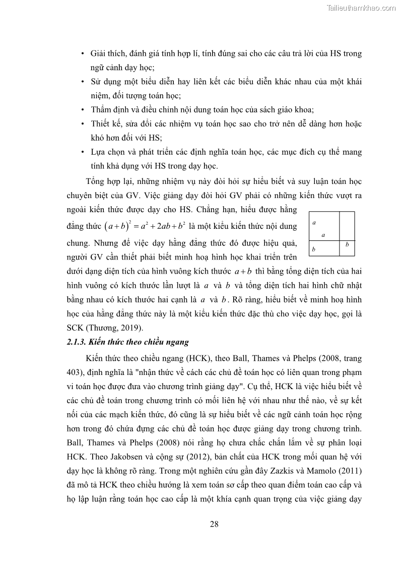 Luận án tiến sĩ giáo dục học Phát triển kiến thức và thực hành nghiệp vụ của giáo viên Toán tương lai để dạy học thống kê - 4 Trang 42