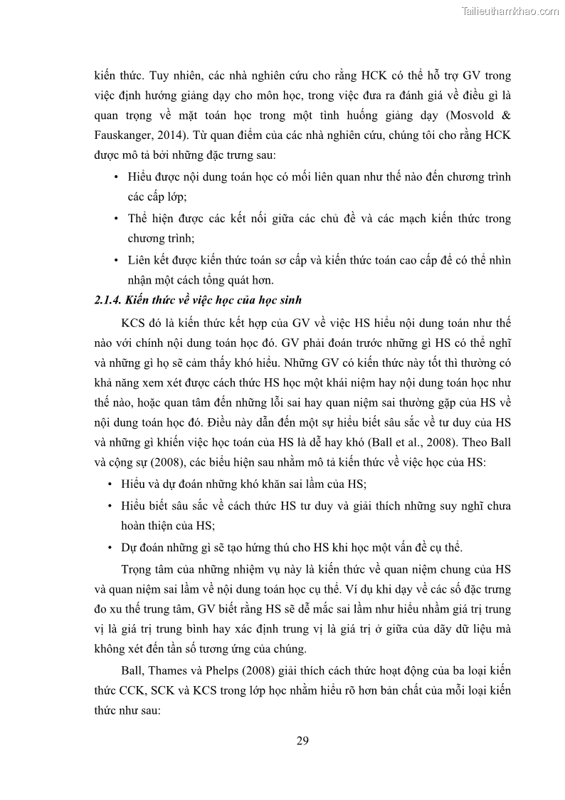 Luận án tiến sĩ giáo dục học Phát triển kiến thức và thực hành nghiệp vụ của giáo viên Toán tương lai để dạy học thống kê - 4 Trang 43