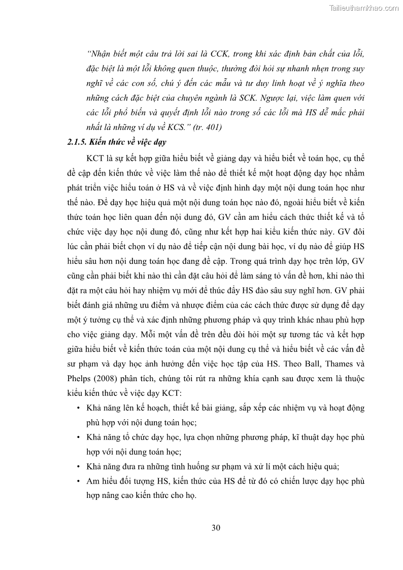 Luận án tiến sĩ giáo dục học Phát triển kiến thức và thực hành nghiệp vụ của giáo viên Toán tương lai để dạy học thống kê - 4 Trang 44