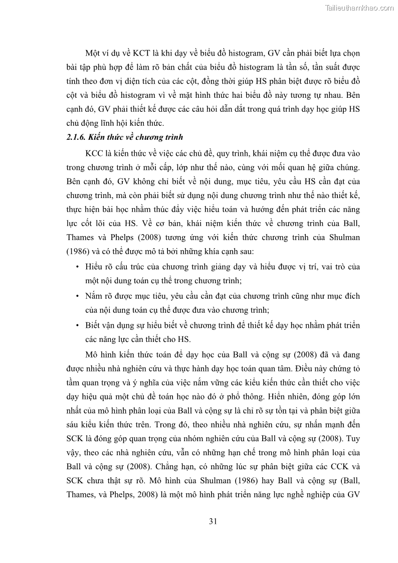 Luận án tiến sĩ giáo dục học Phát triển kiến thức và thực hành nghiệp vụ của giáo viên Toán tương lai để dạy học thống kê - 4 Trang 45