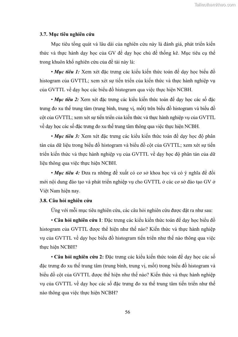 Luận án tiến sĩ giáo dục học Phát triển kiến thức và thực hành nghiệp vụ của giáo viên Toán tương lai để dạy học thống kê - 6 Trang 70