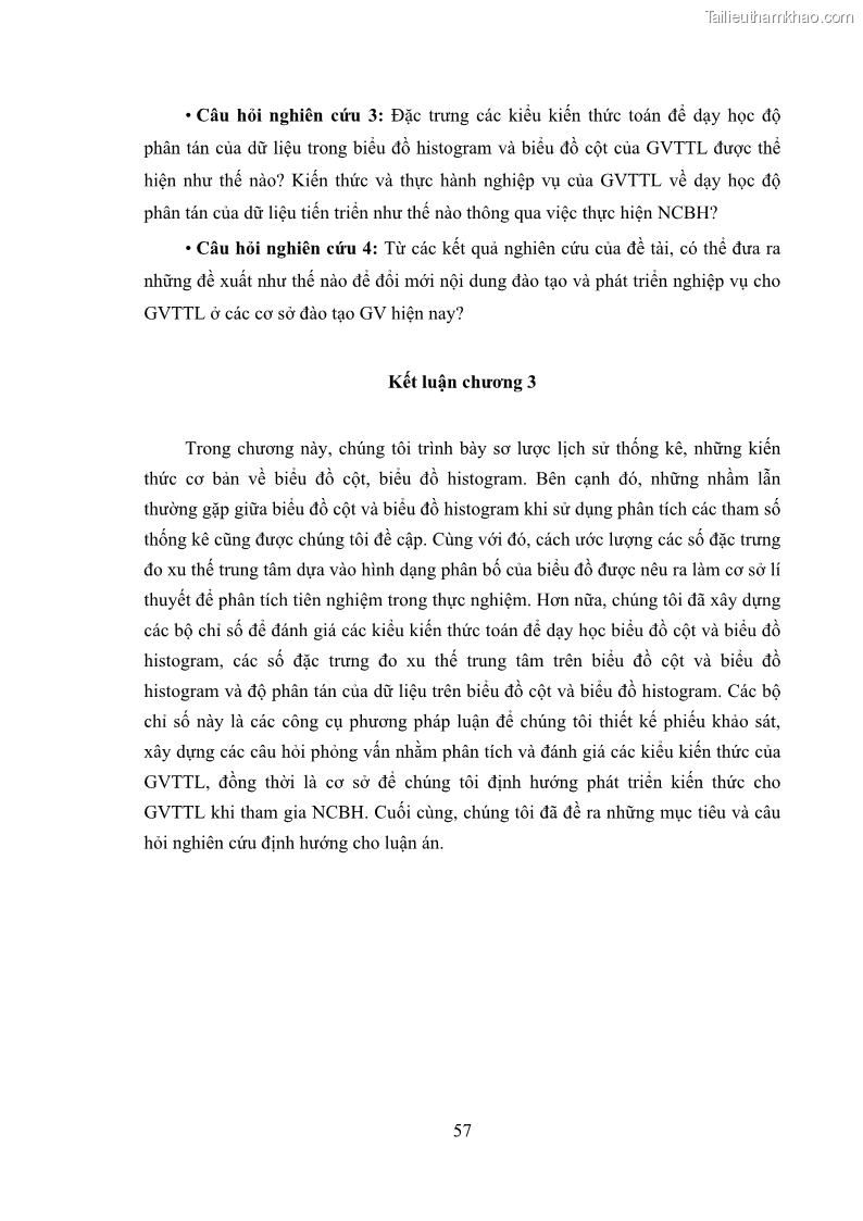Luận án tiến sĩ giáo dục học Phát triển kiến thức và thực hành nghiệp vụ của giáo viên Toán tương lai để dạy học thống kê - 6 Trang 71