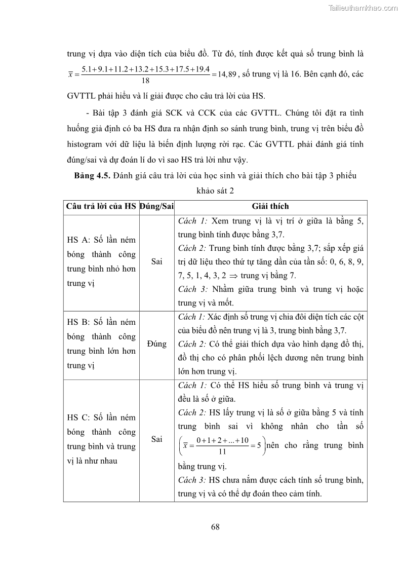 Luận án tiến sĩ giáo dục học Phát triển kiến thức và thực hành nghiệp vụ của giáo viên Toán tương lai để dạy học thống kê - 7 Trang 82
