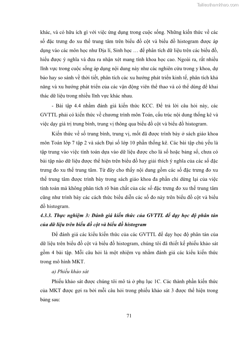 Luận án tiến sĩ giáo dục học Phát triển kiến thức và thực hành nghiệp vụ của giáo viên Toán tương lai để dạy học thống kê - 8 Trang 85