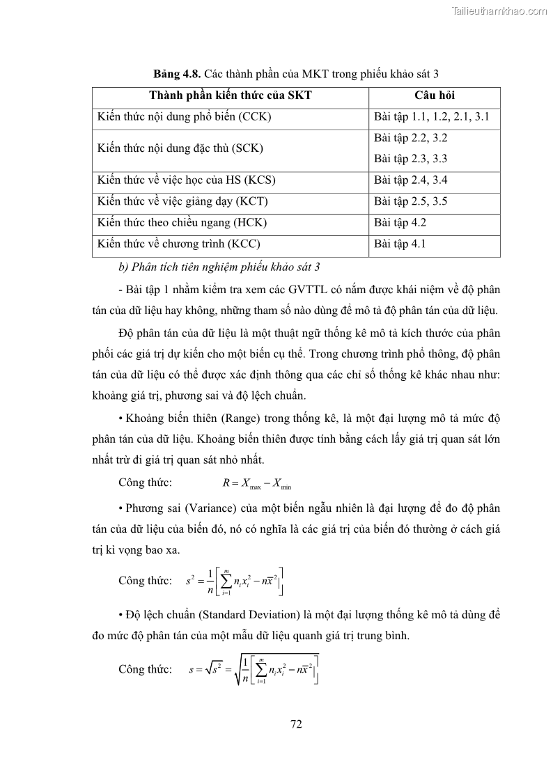 Luận án tiến sĩ giáo dục học Phát triển kiến thức và thực hành nghiệp vụ của giáo viên Toán tương lai để dạy học thống kê - 8 Trang 86