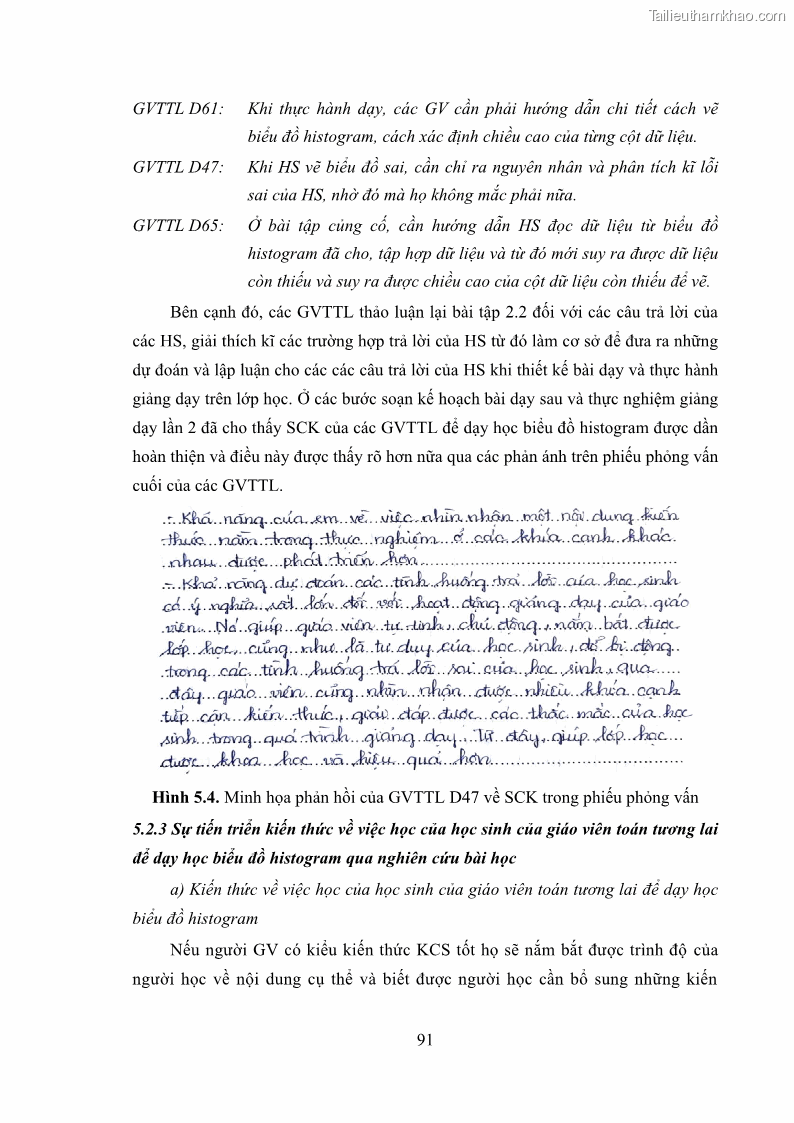 Luận án tiến sĩ giáo dục học Phát triển kiến thức và thực hành nghiệp vụ của giáo viên Toán tương lai để dạy học thống kê - 9 Trang 105