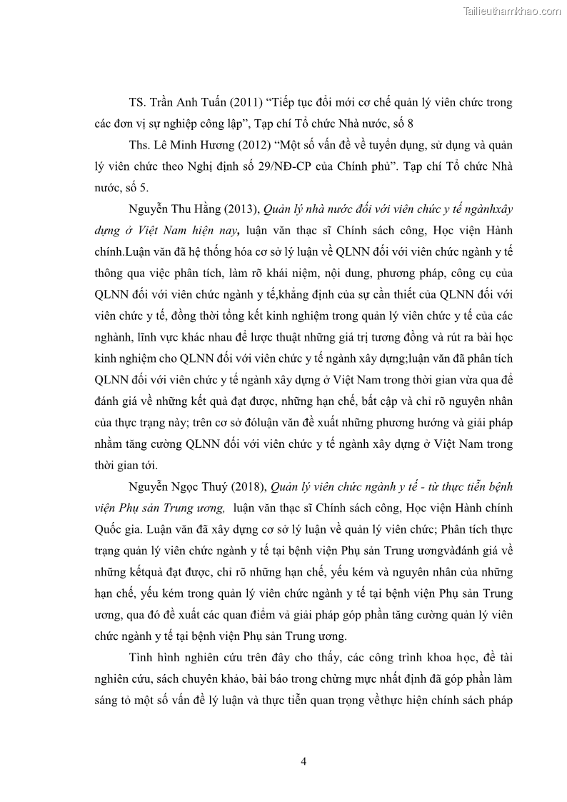 Luận văn thạc sĩ chính sách công Thực hiện chính sách pháp luật về quản lý viên chức ngành giáo dục tại thành phố Buôn Ma Thuột, tỉnh Đắk Lắk - 1 Trang 12