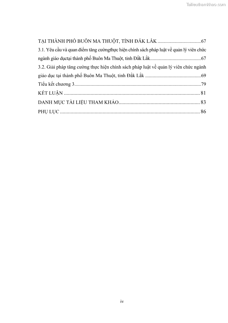 Luận văn thạc sĩ chính sách công Thực hiện chính sách pháp luật về quản lý viên chức ngành giáo dục tại thành phố Buôn Ma Thuột, tỉnh Đắk Lắk - 1 Trang 6